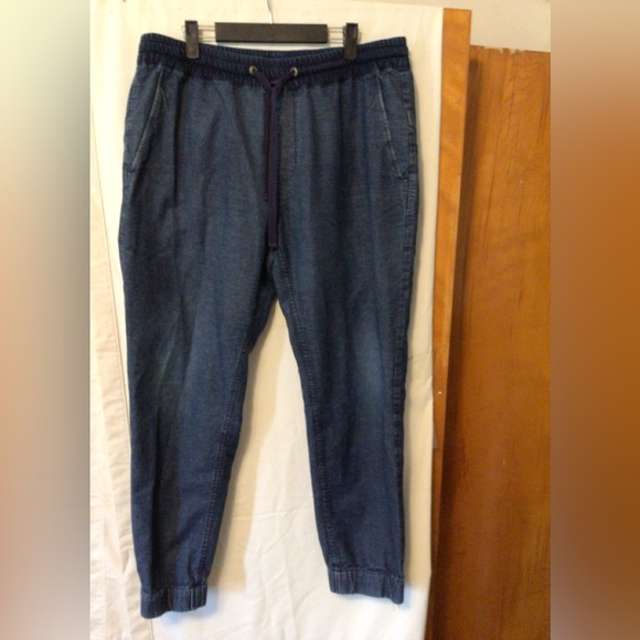 J.Crew Denim Jogger Pants with draw string tie SZ L - Picture 2 of 10